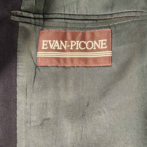Evan Picone Mens Navy Blue 100% Wool Sport Coat Suit Jacket Blazer Sz 40 READESC - Picture 11 of 14